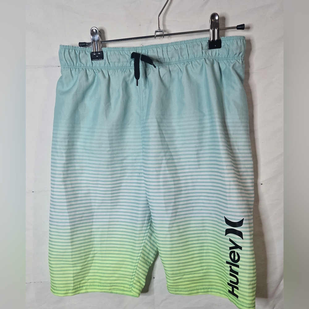 Hurley Green and Black Board Shorts Gradient Design